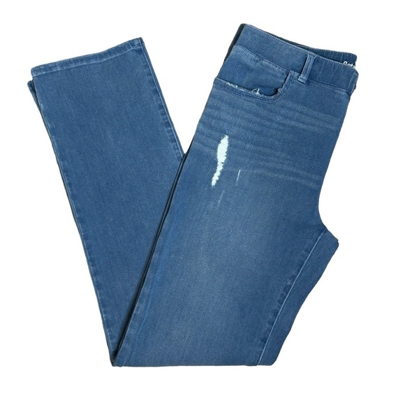 BETABRAND Denim blue jeans Pull on Straight leg 4 pocket Stretchy Size Large - Picture 1 of 11